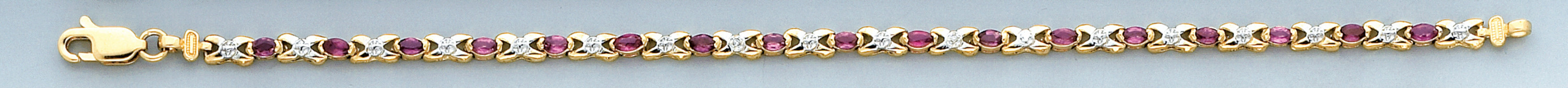 14k Yellow Gold Genuine Garnet Bracelet 7 Inches